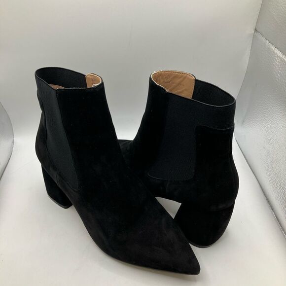 LINEA Paolo Black Suede Womens Ankle Boots with Suede Heel Sz 8 -Gently Used - Picture 10 of 10
